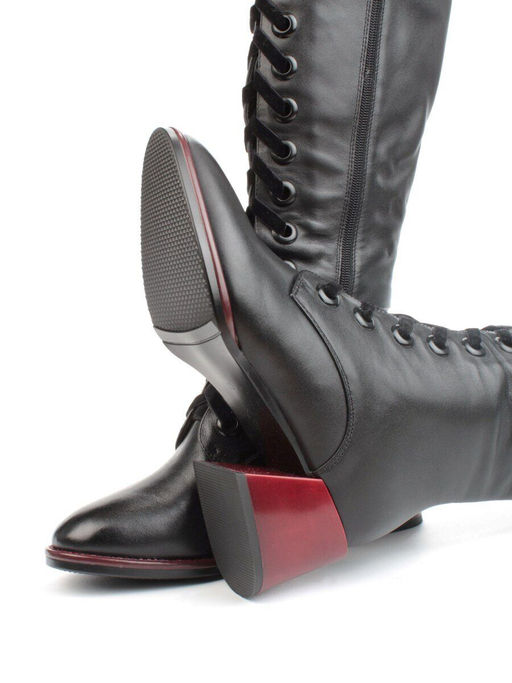 02-BA100-1 BLACK Сапоги зимние женские (натуральная кожа, натуральный мех)