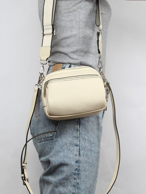 Сумка женская натуральная кожа GU 2066-8721, 1отд, 2плеч/рем, молочный SALE 261160