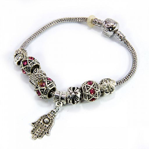 Браслет Пандора Розовый фианит и микс символы