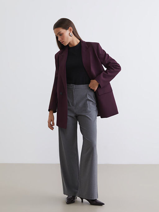 Loose Fit Geni? Pa?a Kad?n Pileli Pantolon