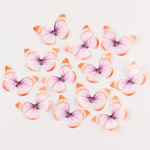 Декор для творчества «Бабочка», двухслойный, набор 12 шт., размер 1 шт. — 5×4 см, цвет оранжевый
