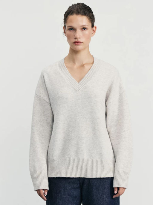 Джемпер с V-образным вырезом с добавлением шерсти / Zarina фото 3