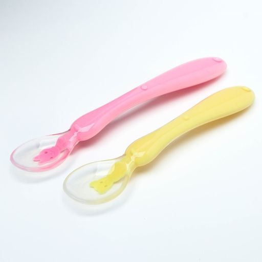 Набор ложек для кормления силиконовых Милые зверята, от 5 мес., 2 шт., цвет розовый + жёлтый - Крошка я фото 2