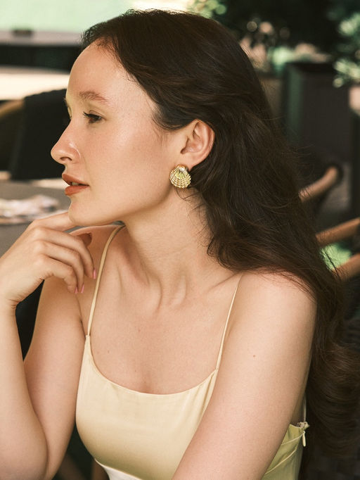 Серьги пластик Ракушка мини, цвет золото - Qf фото 4