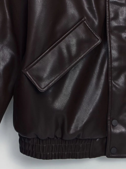 Утепленный бомбер из экокожи / Zarina  фото 4