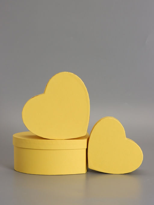 Набор подарочных коробок 3 в 1 сердца, жёлтый, 22×20×9; 18.5×17×7.5; 16×14×6 см