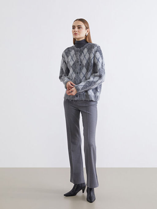 Bisiklet Yaka Baklava Desenli Kad?n Triko H?rka