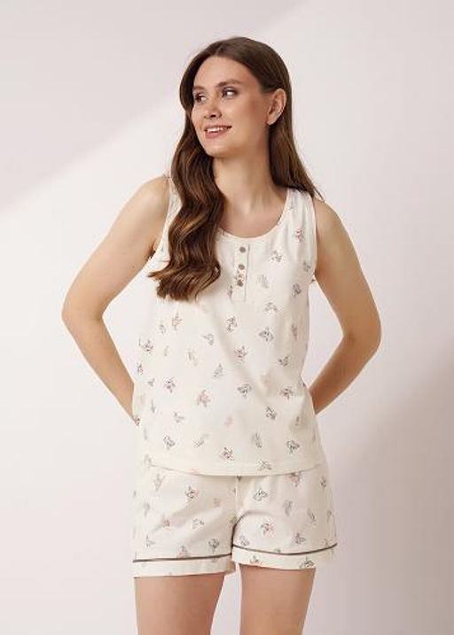 Пижама жен. (ЧЗ) св.бежевый/зеленый LSET15-1184 - Clever wear фото 2