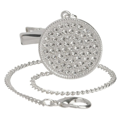 Соска - пустышка силиконовая ортодонтическая M&B «BABY», от 6 мес., с колпачком, держатель - цепочка, цвет розовый/серебро, стразы