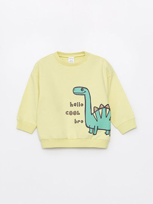 Bisiklet Yaka Bask?l? Erkek Bebek Sweatshirt ve E?ofman Alt 2li - Waikiki фото 2