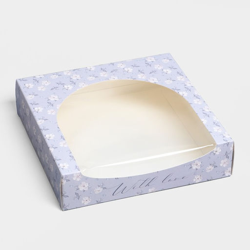 Цена за 5 шт. Кондитерская упаковка, коробка с PVC окном, With love, 20 х 20 х 5 см