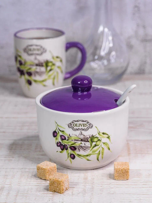 Сахарница ОЛИВКИ 520 мл с ложкой арт.MFK21039 /МФК/  фото 7