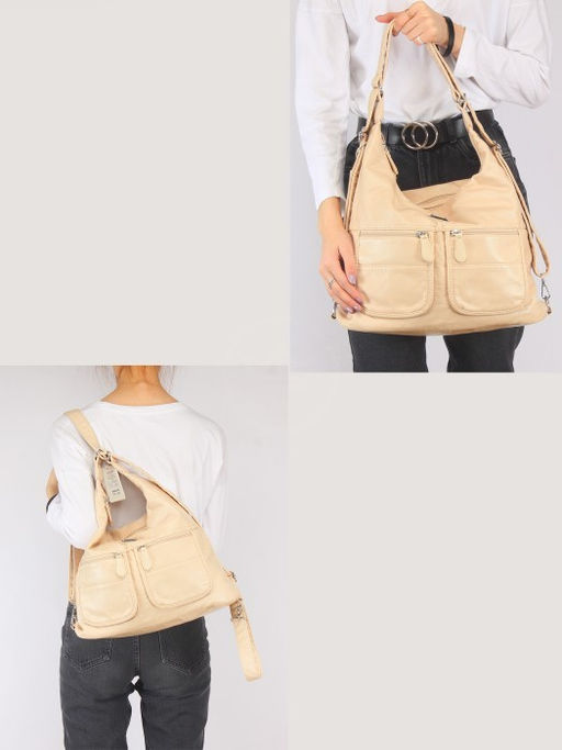 Сумка женская искусственная кожа Guecca-8615 (рюкзак-change), 2отд, бежевый SALE 243867 - Adelia фото 10