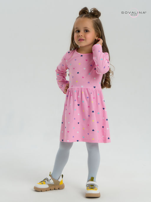 Платье Эля цветные сердечки на розовом - Sovalina фото 2