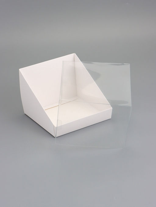 Коробка под бенто-торт, белая, с прозрачной крышкой, 16×16×12.5 см