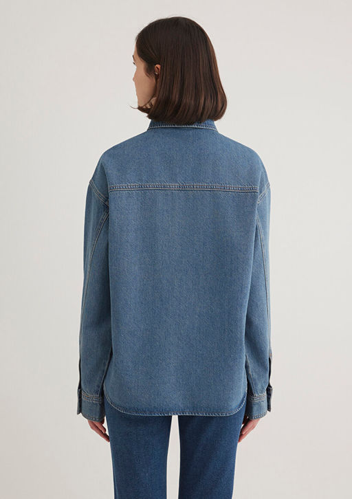 Bekka Classic Denim Indigo Mavisi Jean Gomlek фото 5