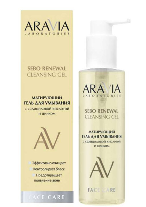ARAVIA Laboratories Матирующий гель для умывания с салициловой кислотой и цинком Sebo Renewal Gel, 200 мл/8