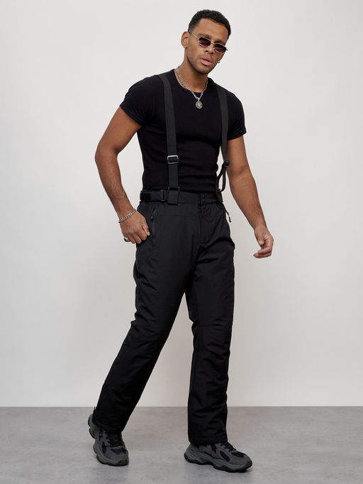 Полукомбинезон утепленный мужской зимний горнолыжный черного цвета 2405Ch - Mtforce фото 3