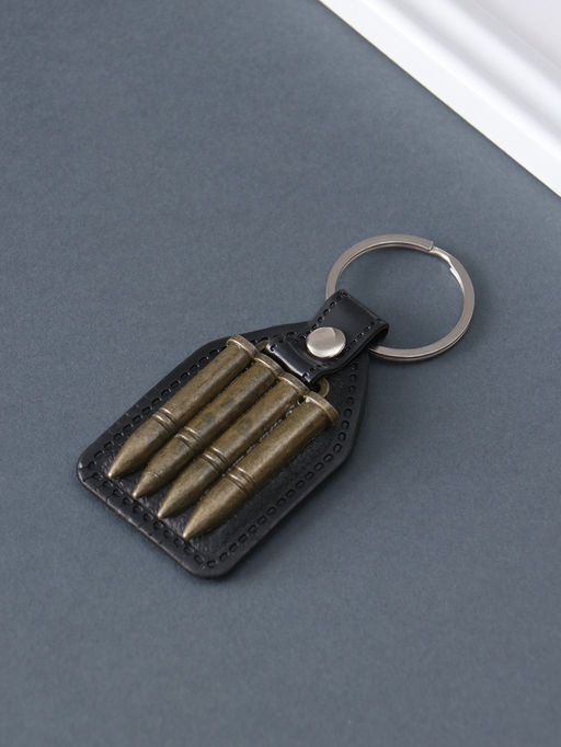 Цена за 12 шт. Кожаный брелок для ключей «Пули», (кожзам), 6.8×4 см