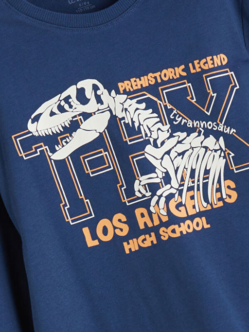 Bask?l? Erkek ?ocuk Sweatshirt ve E?ofman Alt 2li