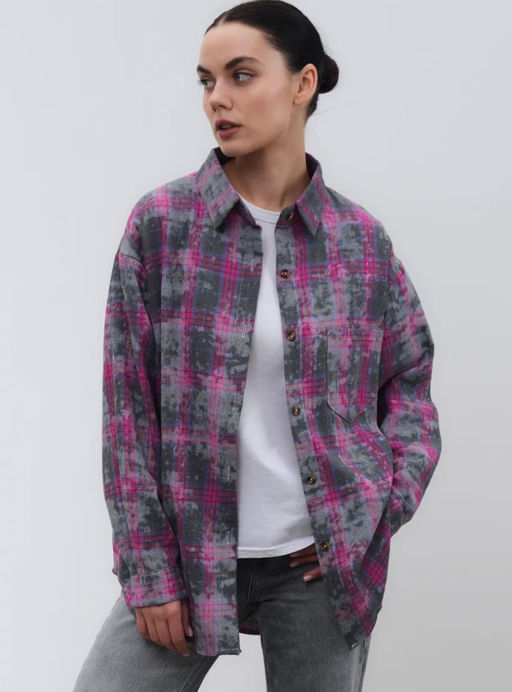 K13008 Рубашка OVER SIZE РОЗОВЫЙ