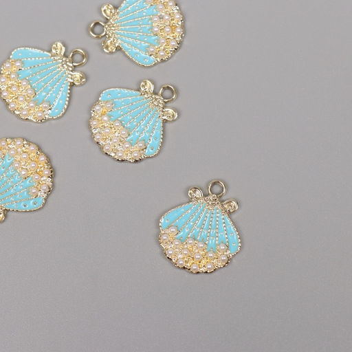 Цена за 5 шт. Декор для творчества металл, стразы «Ракушка», золото, 2.1×1.8×0.3 см