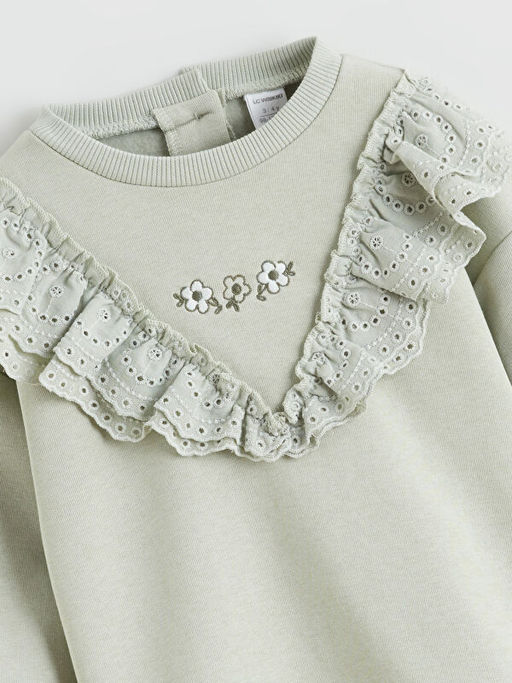 Bisiklet Yaka Uzun Kollu K?z ?ocuk Sweatshirt