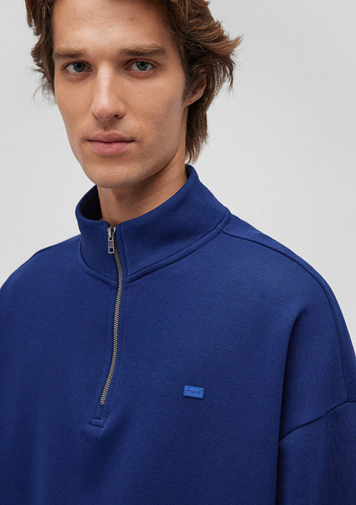 Yar? Fermuarl? Lacivert Basic Sweatshirt - Mavi фото 6