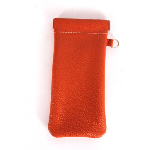 Футляр для очков Croco фо-725 (на пружинке) натуральная кожа оранжевый флотер (36) 264582  фото 2