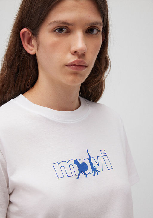 Mavi Kedi Logo Bask?l? Beyaz Tisort  фото 5