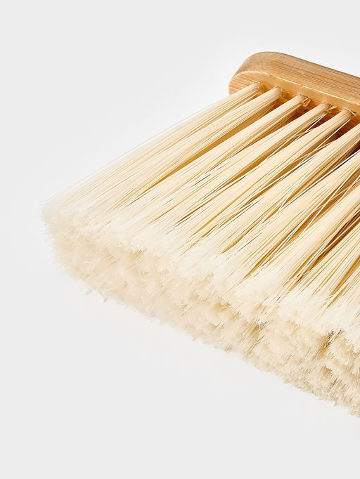 Щётка с совком Meli, бамбуковый держатель, 26×24×98 см, чёрная