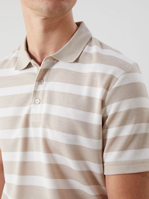 Polo Yaka K?sa Kollu ?izgili Erkek Ti??rt