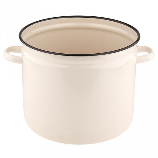"Романтика" Кастрюля эмалированная 12л, форма цилиндрическая, металлическая крышка, металлические ручки, жемчужный (Россия)