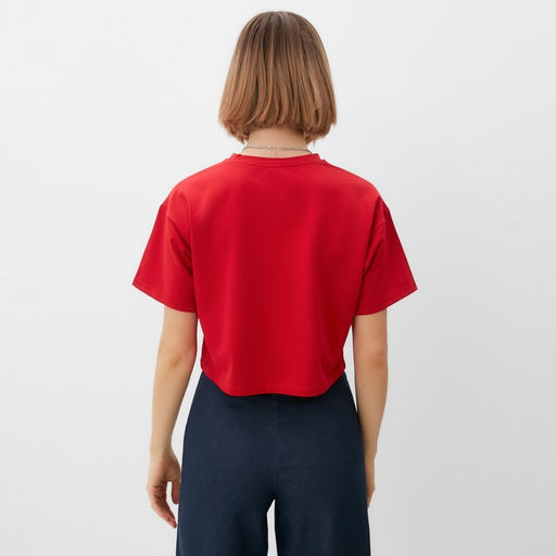 Футболка укороченная женская MINAKU OVERSIZE FIT, фуксия, размер 50