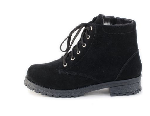 Ботинки женские на литой подошве черные, замша, молния, шнуровка - Roshva фото 2