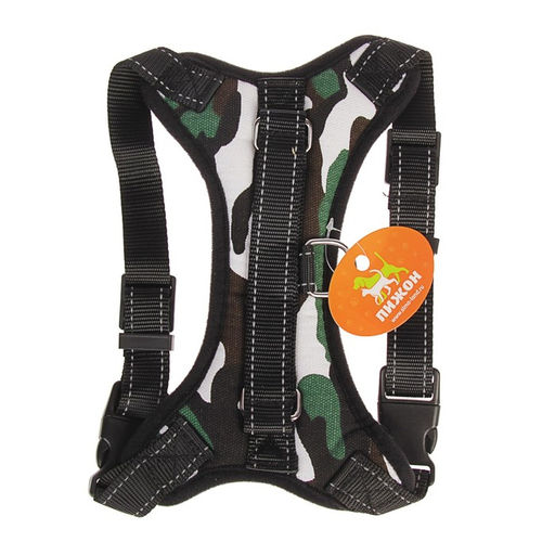 Шлейка К7 мягкая светоотражающая, размер XL, ОГ 74-92 см, вес 28-47,5 кг, хаки - Пижон фото 4