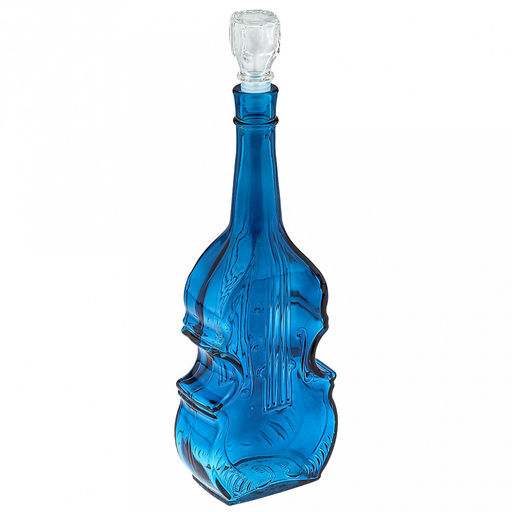 Графин-штоф стеклянный "Скрипка" 0,75л, 12,5х6,5х34см, "Скандик", лазурный (Россия)