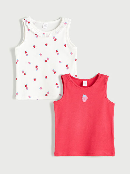 Bisiklet Yaka Bask?l? K?z ?ocuk Atlet 2li