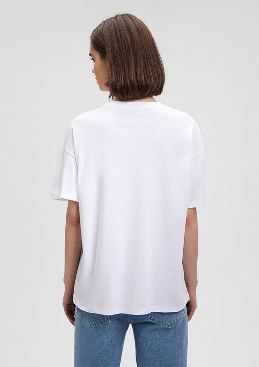 Istanbul Bask?l? Beyaz Tisort - Mavi фото 4