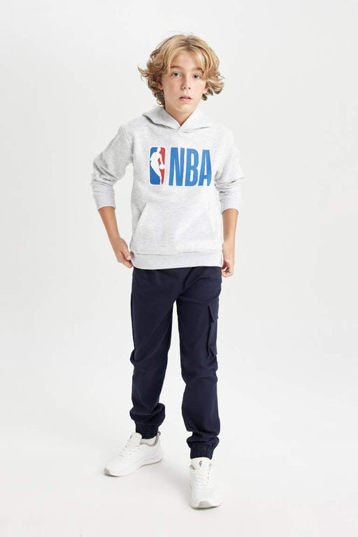 Толстая толстовка с капюшоном и надписью NBA для мальчиков - Defacto фото 2