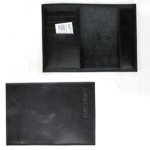 Обложка для паспорта Croco-П-404 (5 кред карт) натуральная кожа черный пулл-ап (254) 231862