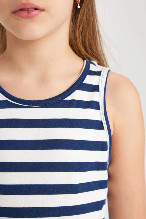 Полосатое платье без рукавов для девочки - Defacto фото 4