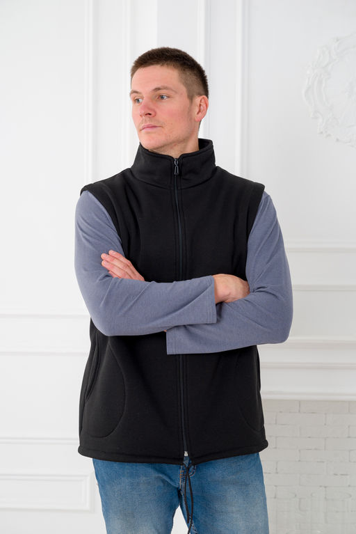Жилет мужской из футера 3-х нитка черный макси - Амадэль фото 3