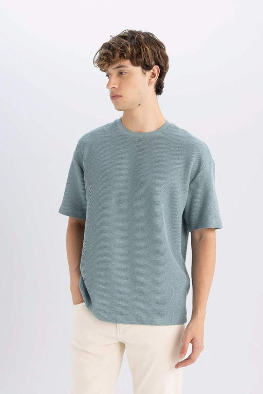 Футболка свободного покроя с круглым вырезом и короткими рукавами - Defacto фото 3