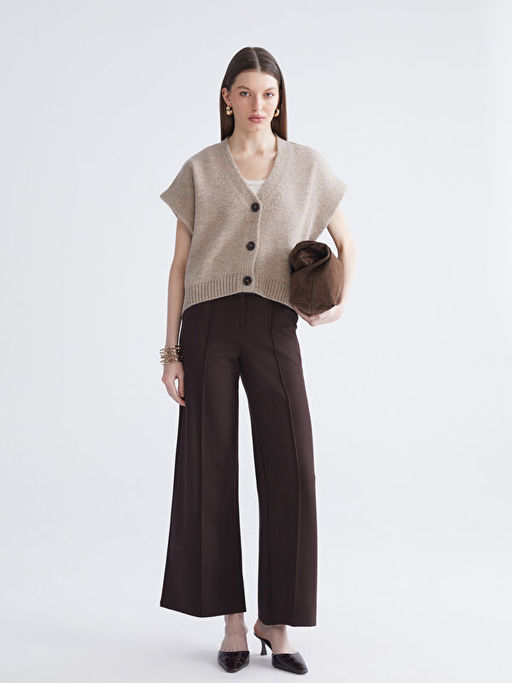 V Yaka Oversize Kad?n Triko Yelek