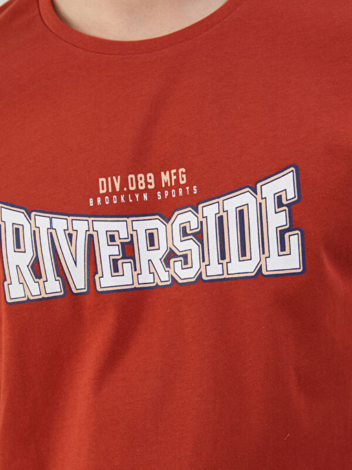 Bisiklet Yaka K?sa Kollu Bask?l? Penye Erkek Ti??rt