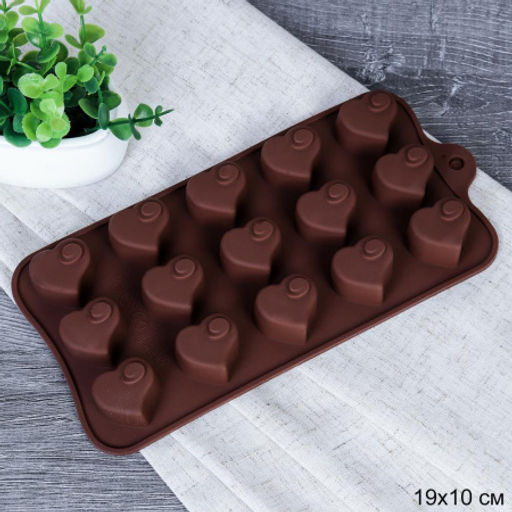 Форма силиконовая для льда и конфет 15 ячеек / HL-377 / уп 300/ 21*10,2*1,9 см/0,045/сердца - ГалеонТрейд фото 3