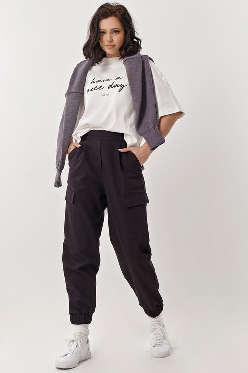 Брюки карго из плотного хлопка под деним черные