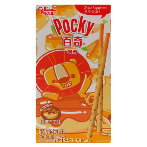 Палочки со вкусом бананового пудинга Pocky Animals Glico, Китай, 35 г Акция