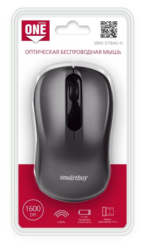 Мышь беспроводная SmartBuy 378AG-G "ONE", серая